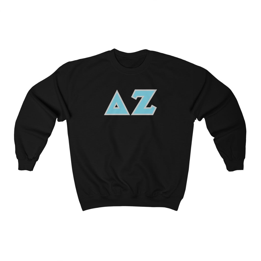 Delta Zeta Printed Letters | Cyan & Grey Border Crewneck