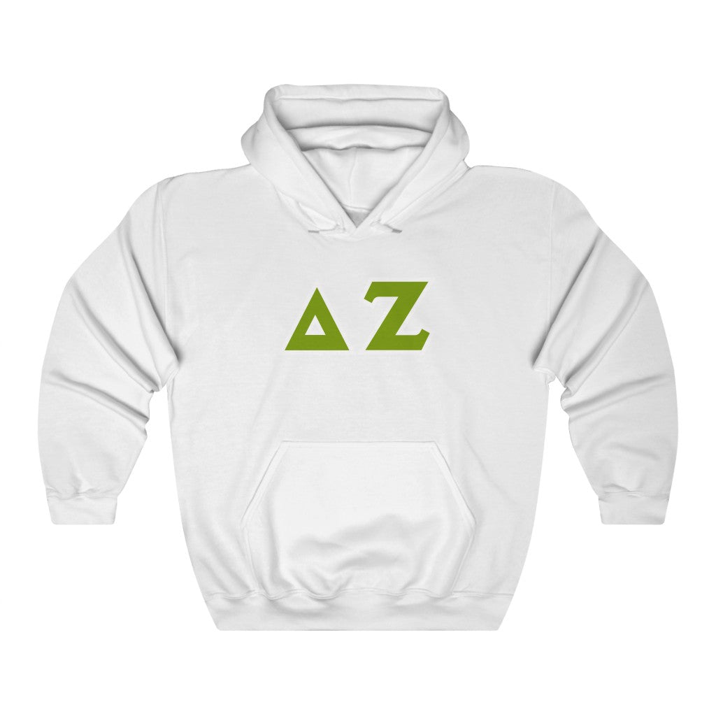 Delta Zeta Printed Letters | Green & White Border Hoodie