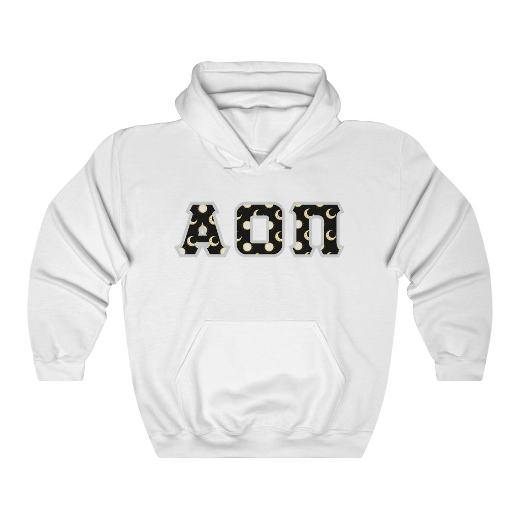 Alpha Omicron Pi Printed Letters | Sun and Moon Hoodie