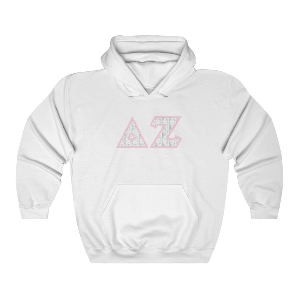 Delta Zeta Printed Letters | Marble & Pink Border Hoodie