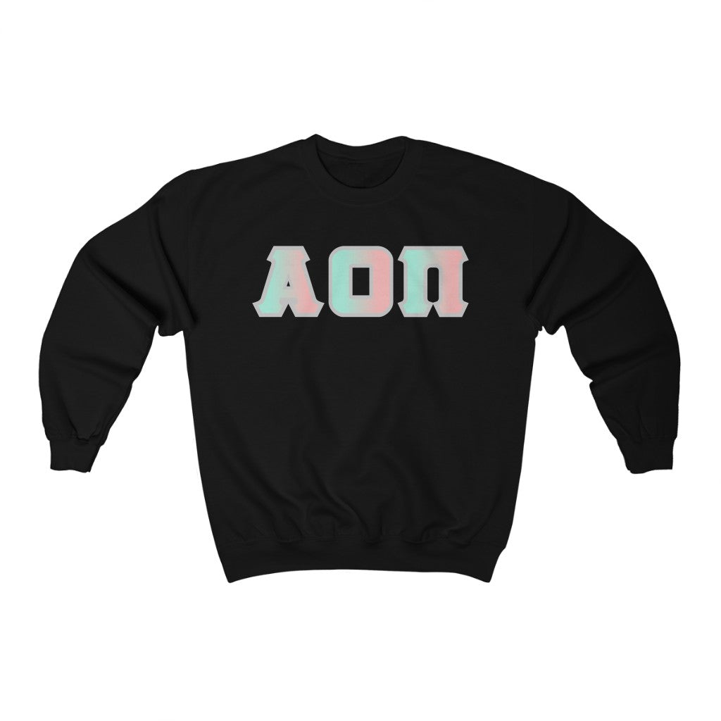 Alpha Omicron Pi Printed Letters | Dreams with Grey Border Crewneck