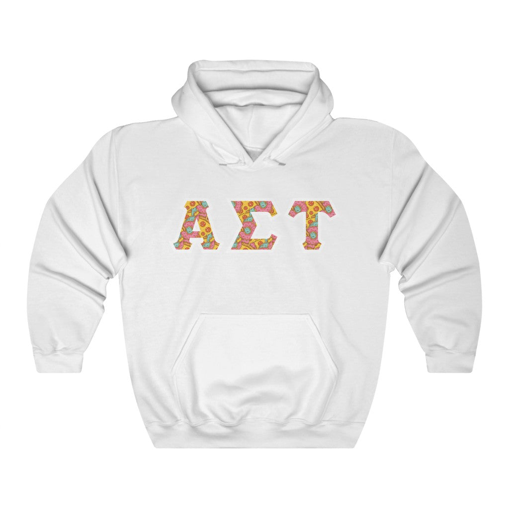 Alpha Sigma Tau Printed Letters | Pizza and Donuts Hoodie