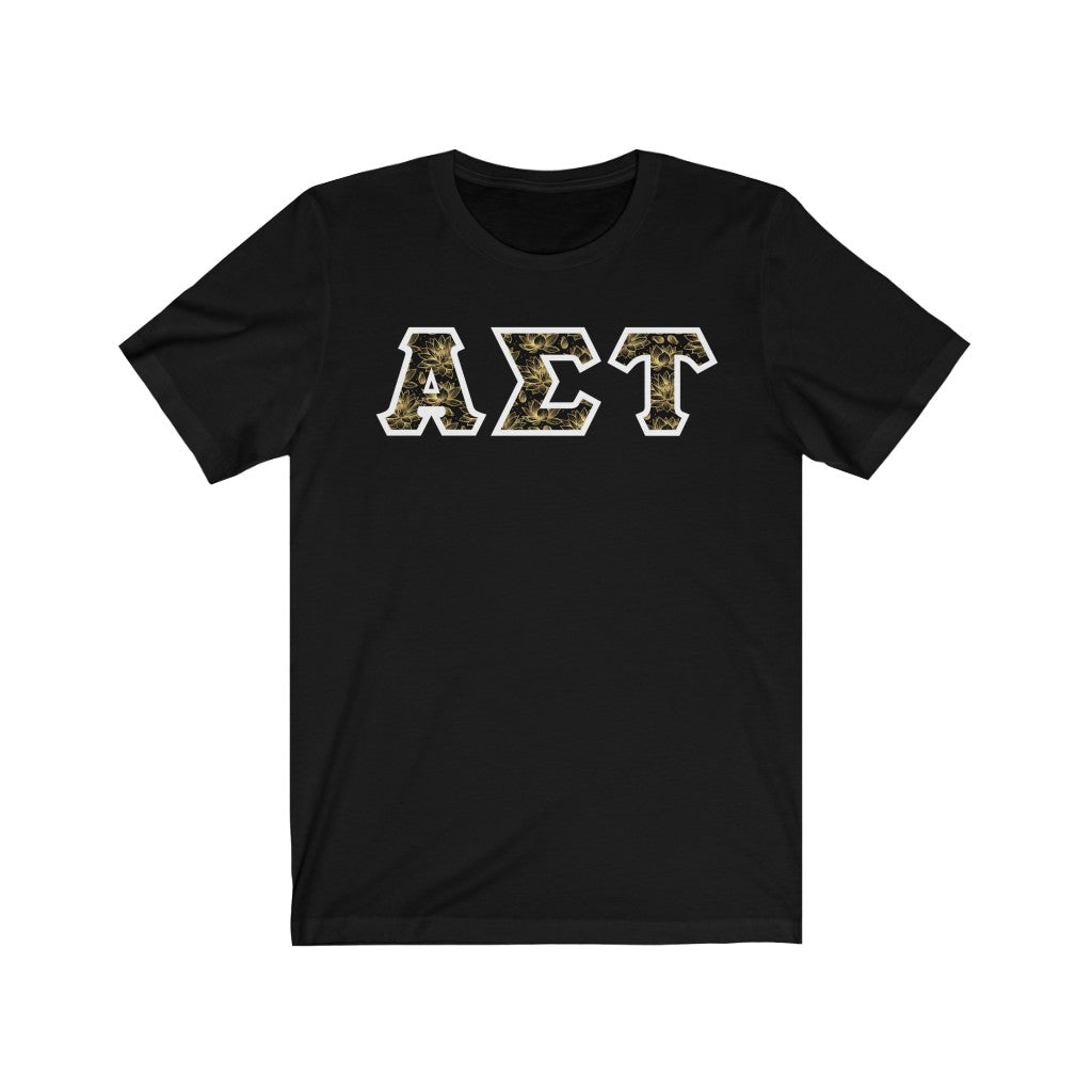 Alpha Sigma Tau Printed Letters | Golden Lotus T-Shirt