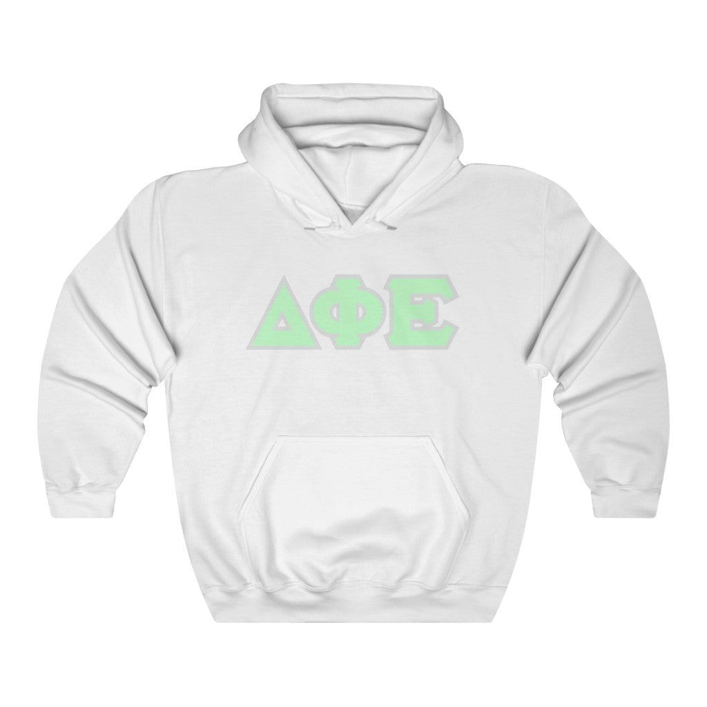 Delta Phi Epsilon Printed Letters | Mint with Grey Border Hoodie