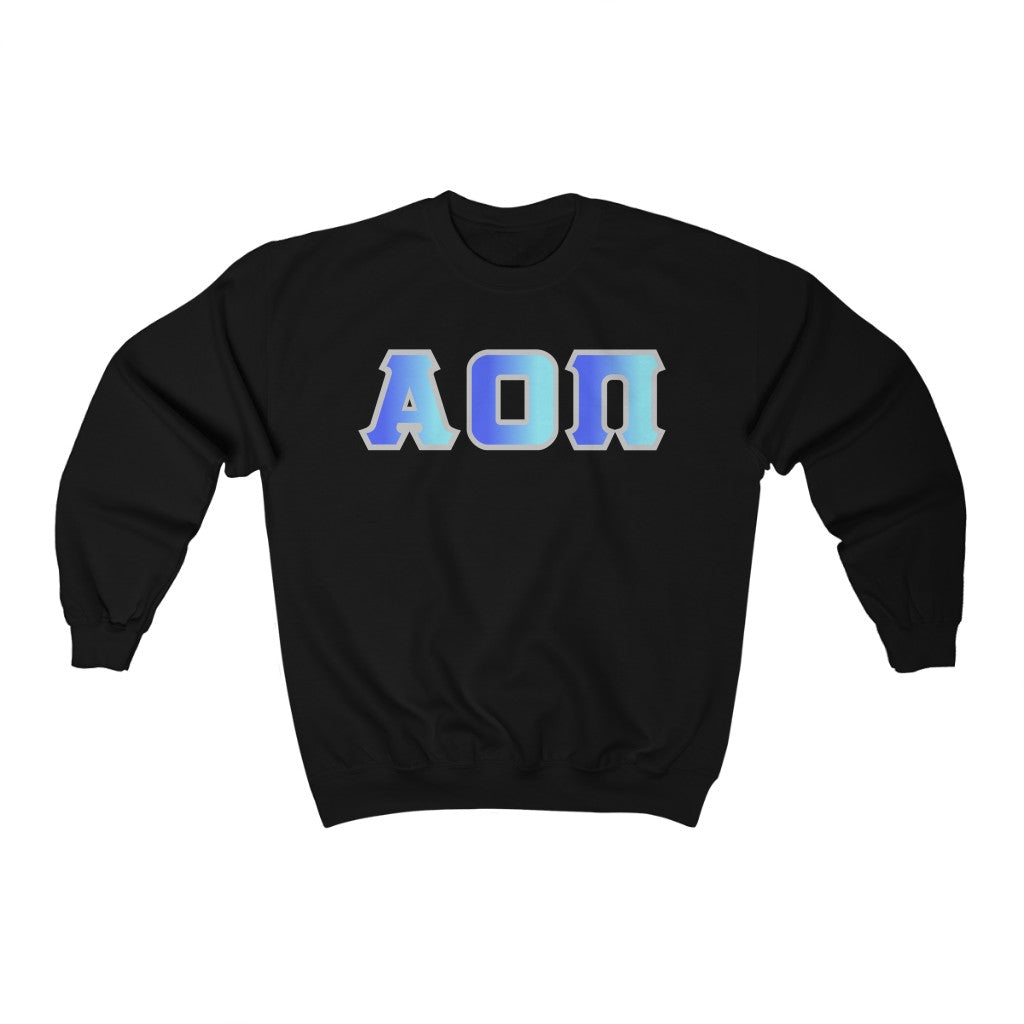 Alpha Omicron Pi Printed Letters | Oceans with Grey Border Crewneck