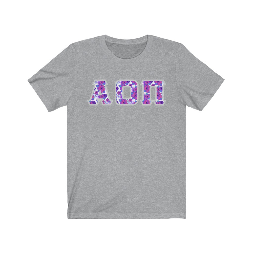Alpha Omicron Pi Printed Letters | Flora T-Shirt