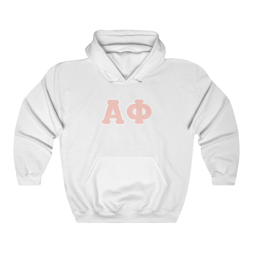 Alpha Phi Printed Letters | Peach & White Border Hoodie