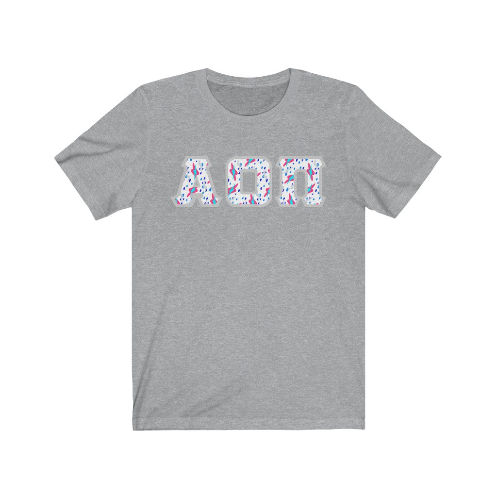 Alpha Omicron Pi Printed Letters | Bayside White T-Shirt