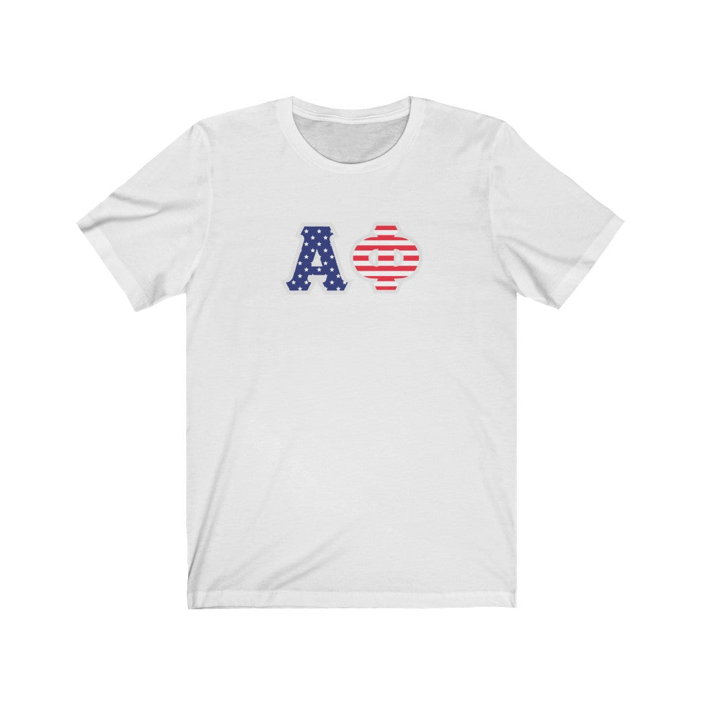 Alpha Phi Printed Letters | American Flag Pattern T-Shirt