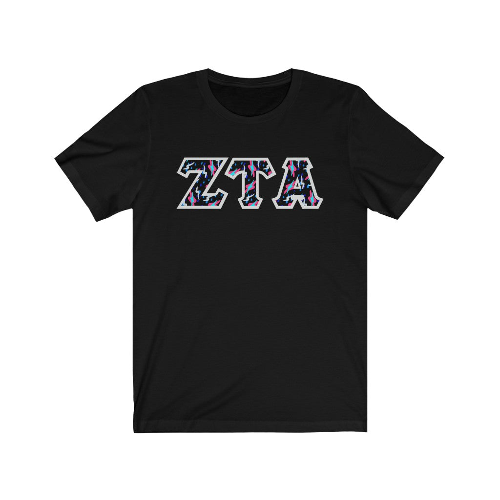 Zeta Tau Alpha Printed Letters | Bayside Black T-Shirt