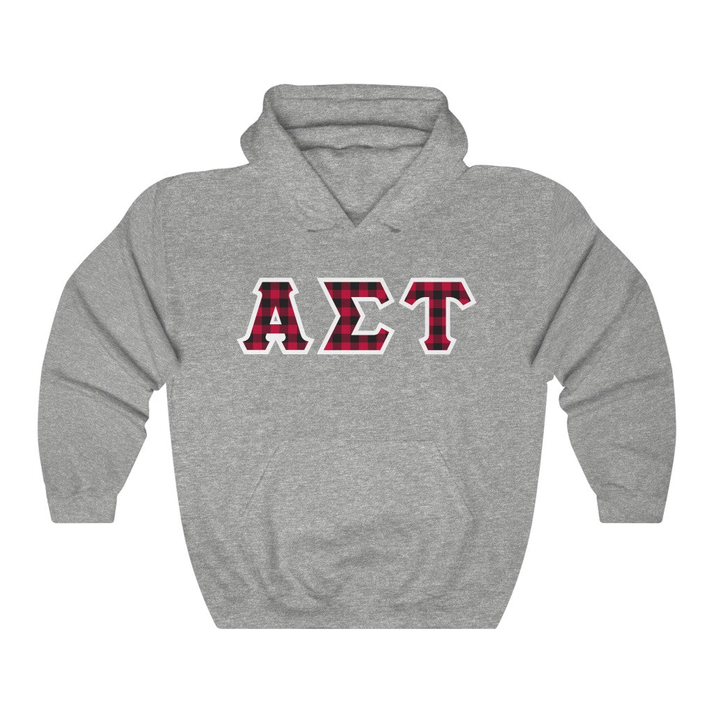 Alpha Sigma Tau Printed Letters | Buffalo Plaid Hoodie