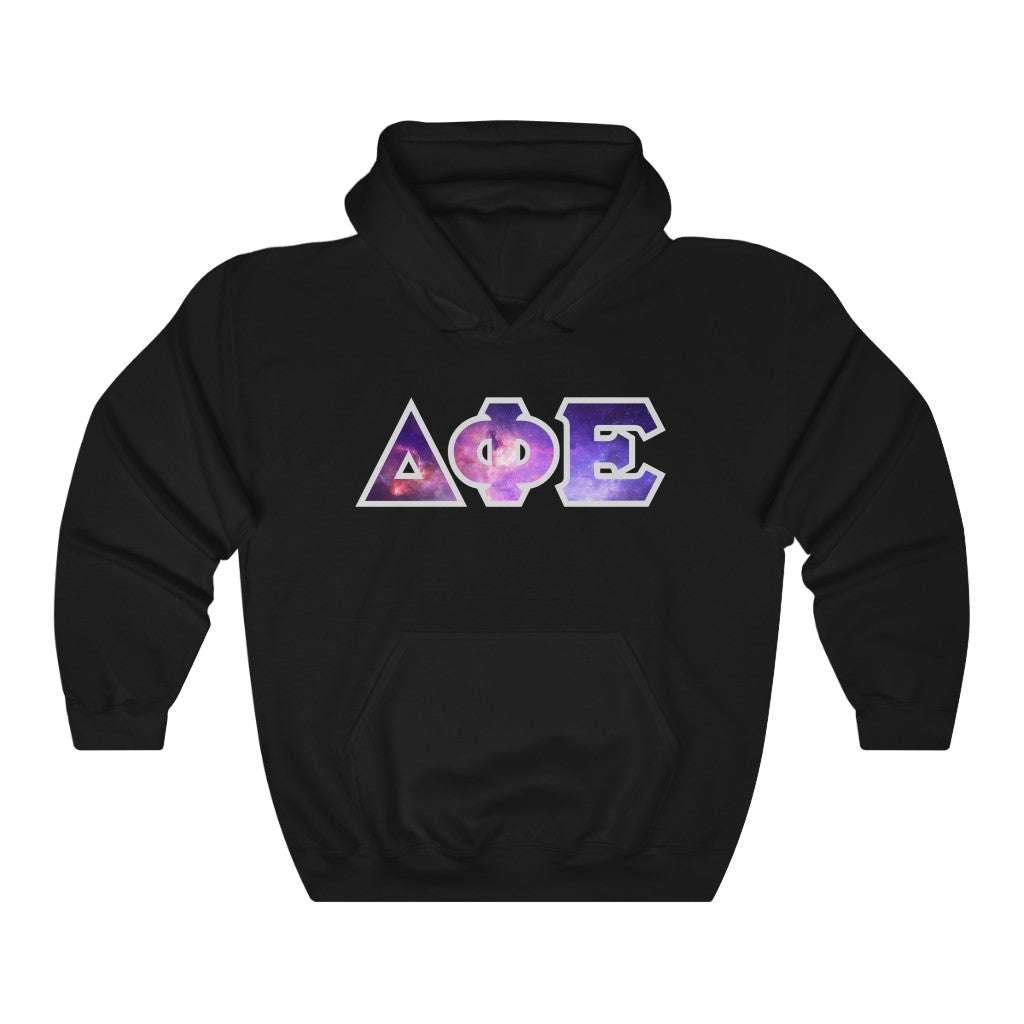 Delta Phi Epsilon Printed Letters | Galaxy Hoodie