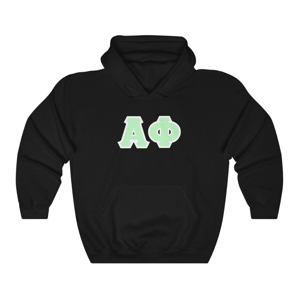 Alpha Phi Printed Letters | Mint with White Border Hoodie