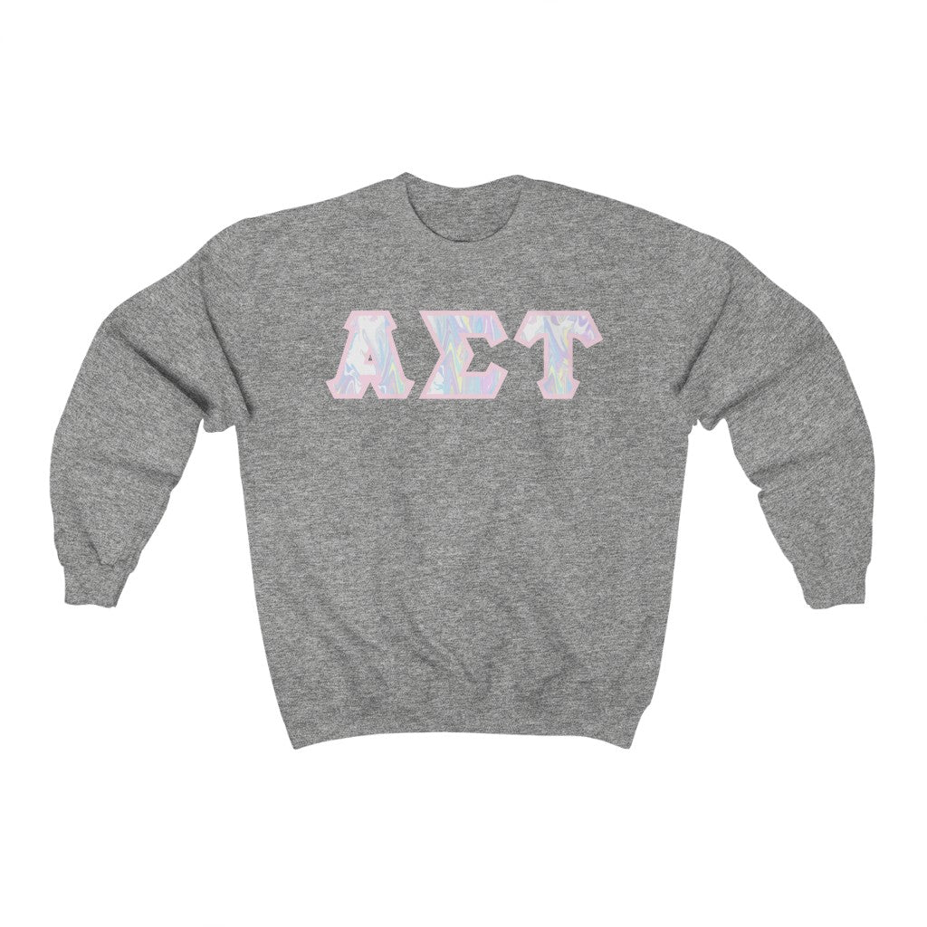 Alpha Sigma Tau Printed Letters | Pastel Tie-Dye Crewnecks
