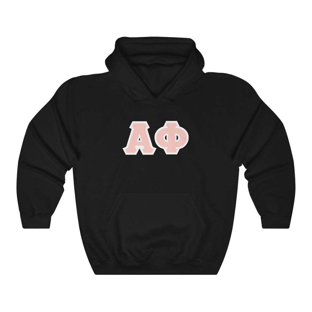 Alpha Phi Printed Letters | Peach & White Border Hoodie