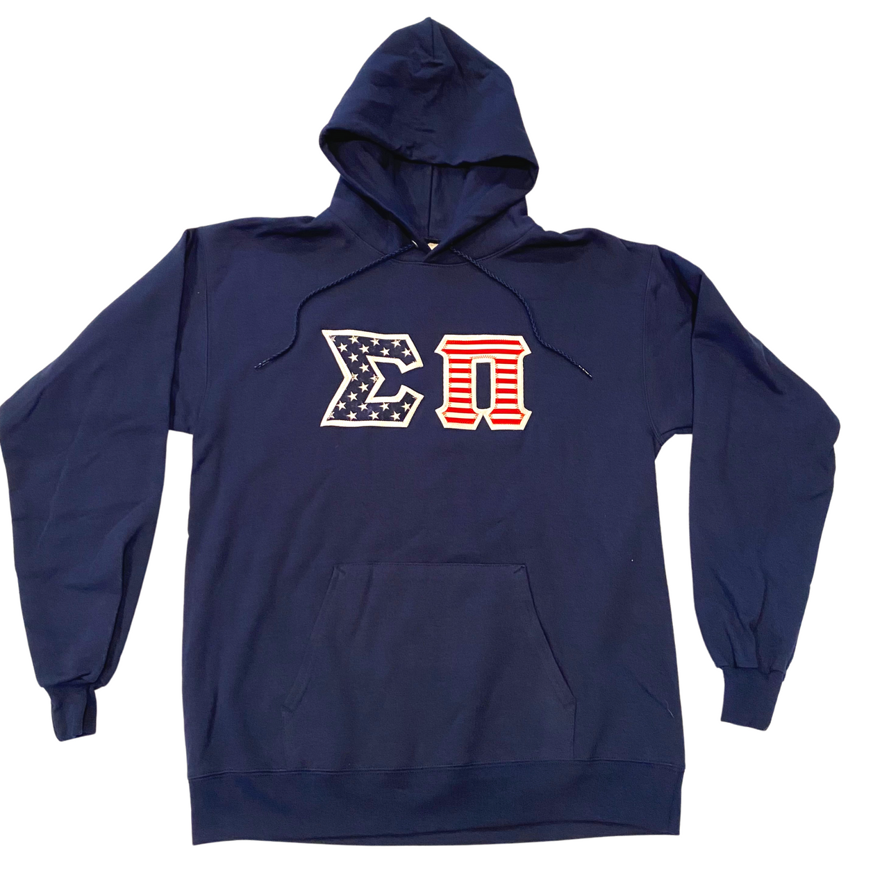 Sigma Pi Stitched Letter Hoodie | American Flag Pattern