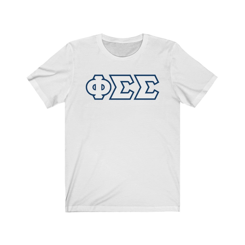 Phi Sigma Sigma Printed Letters | Dark Blue & White Border T-Shirt