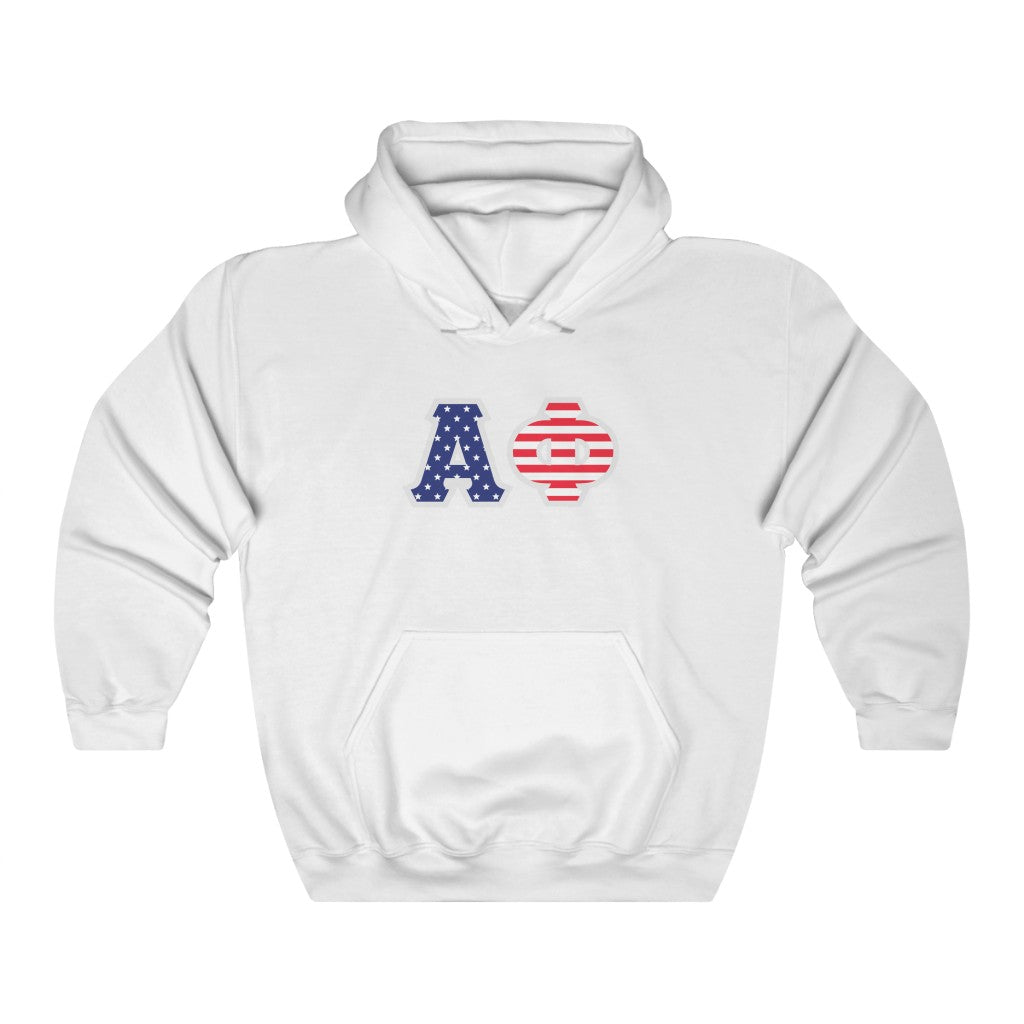Alpha Phi Printed Letters | American FLag Pattern Hoodie