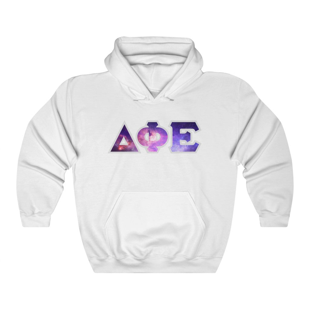 Delta Phi Epsilon Printed Letters | Galaxy Hoodie