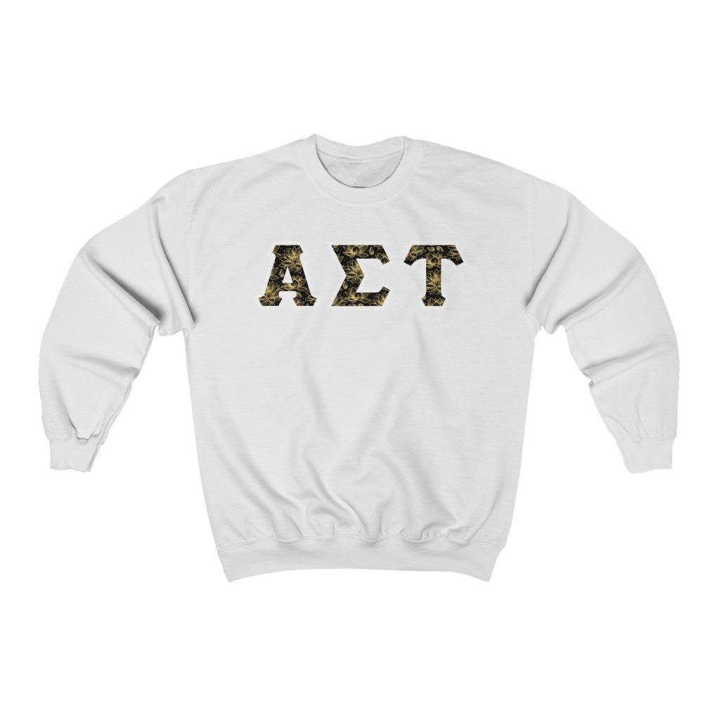 Alpha Sigma Tau Printed Letters | Golden Lotus Crewnecks