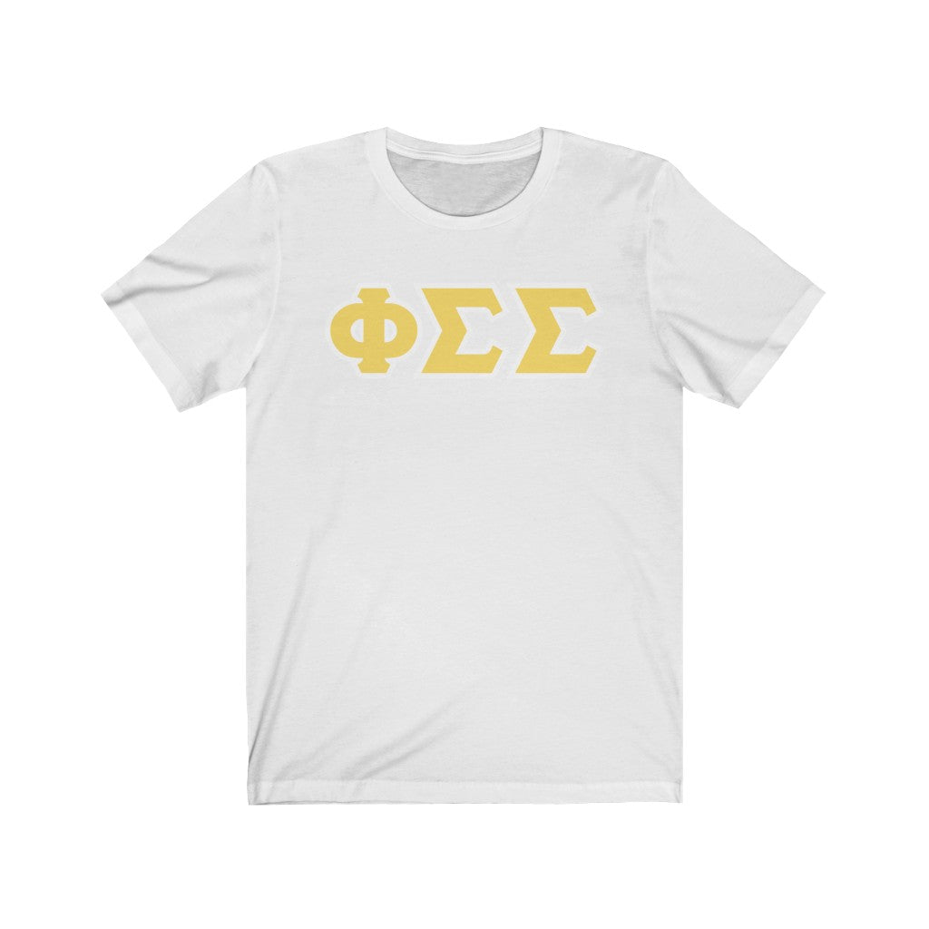 Phi Sigma Sigma Printed Letters | Yellow with White Border T-Shirt