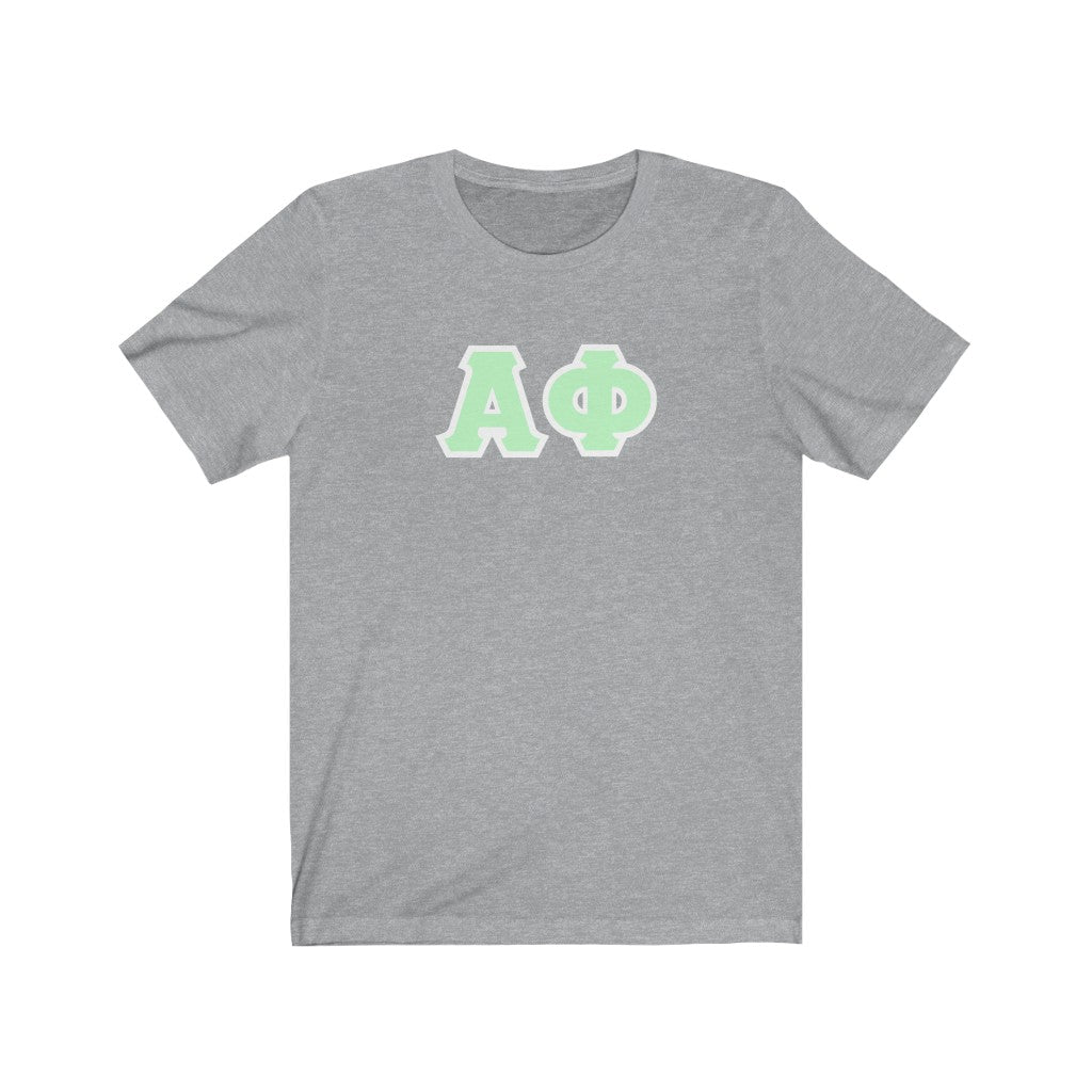 Alpha Phi Printed Letters | Mint with White Border T-Shirt