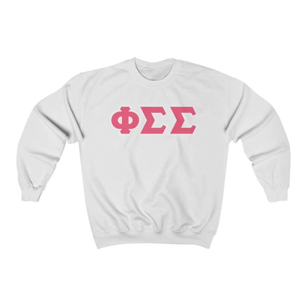 Phi Sigma Sigma Printed Letters | Pink with White Border Crewneck