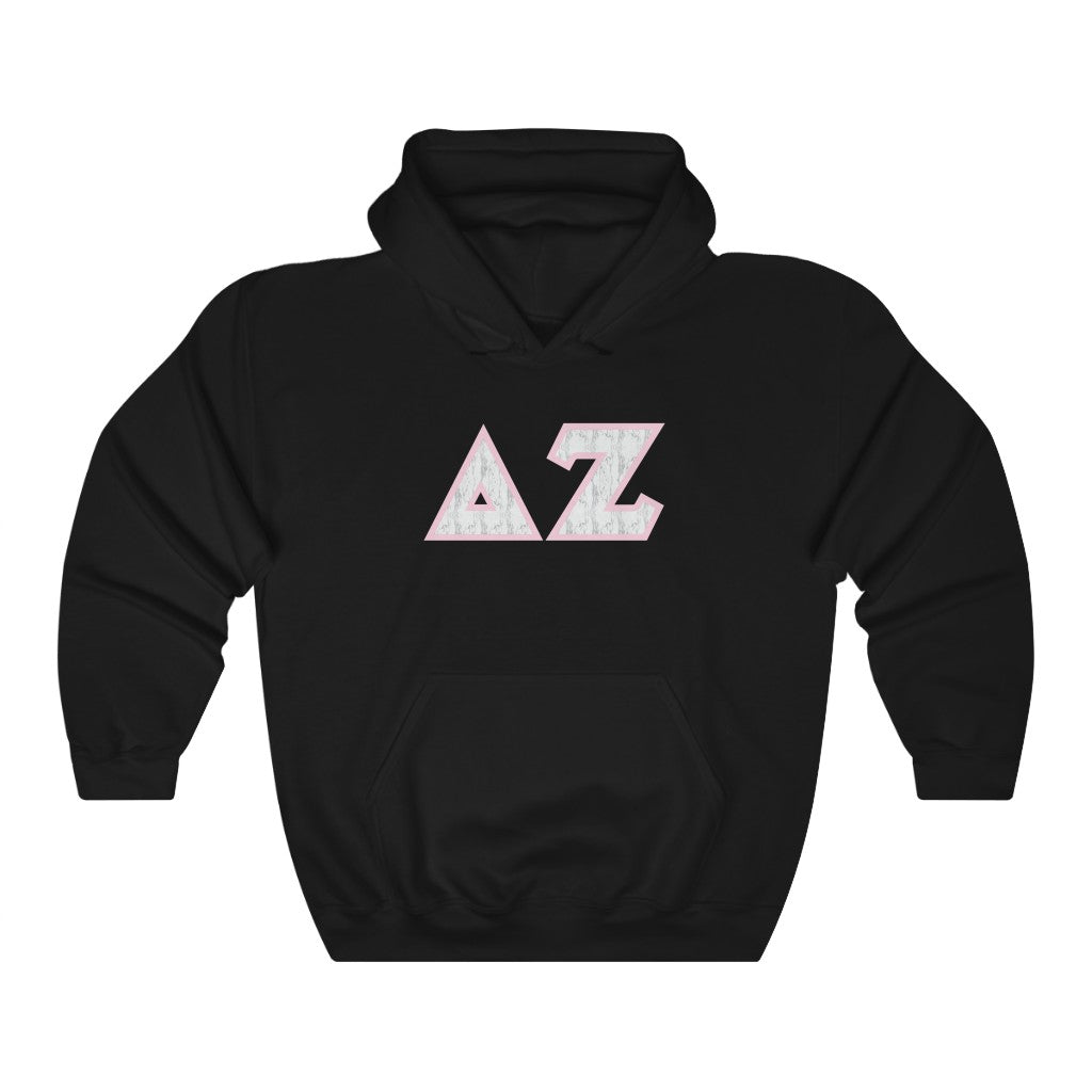 Delta Zeta Printed Letters | Marble & Pink Border Hoodie