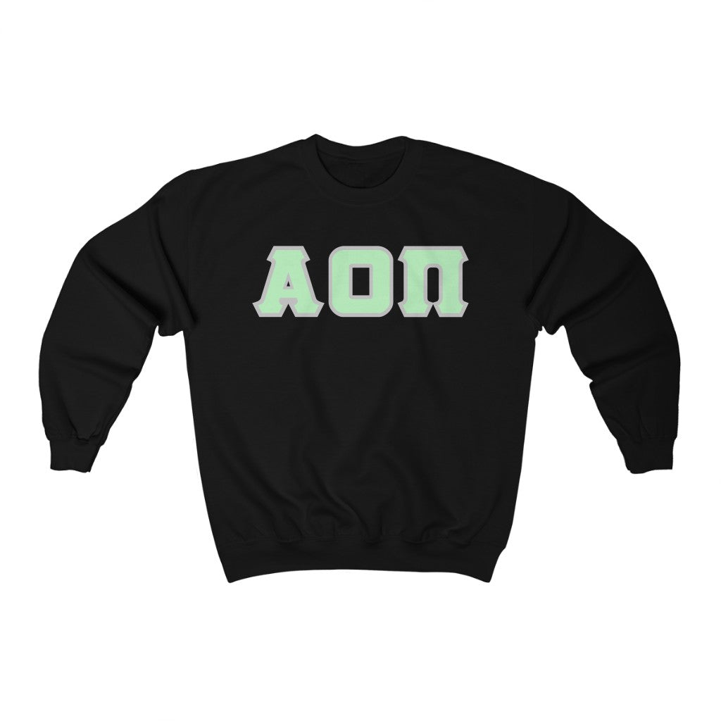 Alpha Omicron Pi Printed Letters | Mint with Grey Border Crewneck