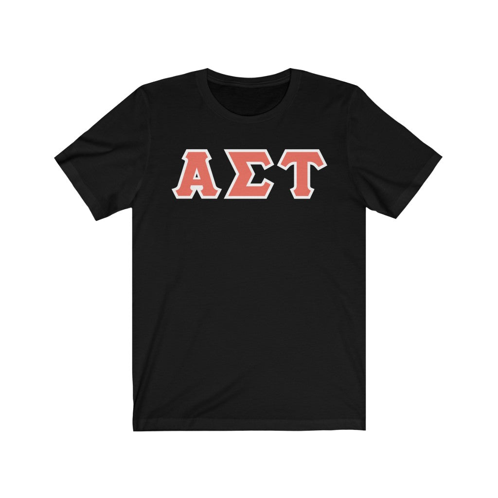 Alpha Sigma Tau Printed Letters | Bittersweet & White Border T-Shirt