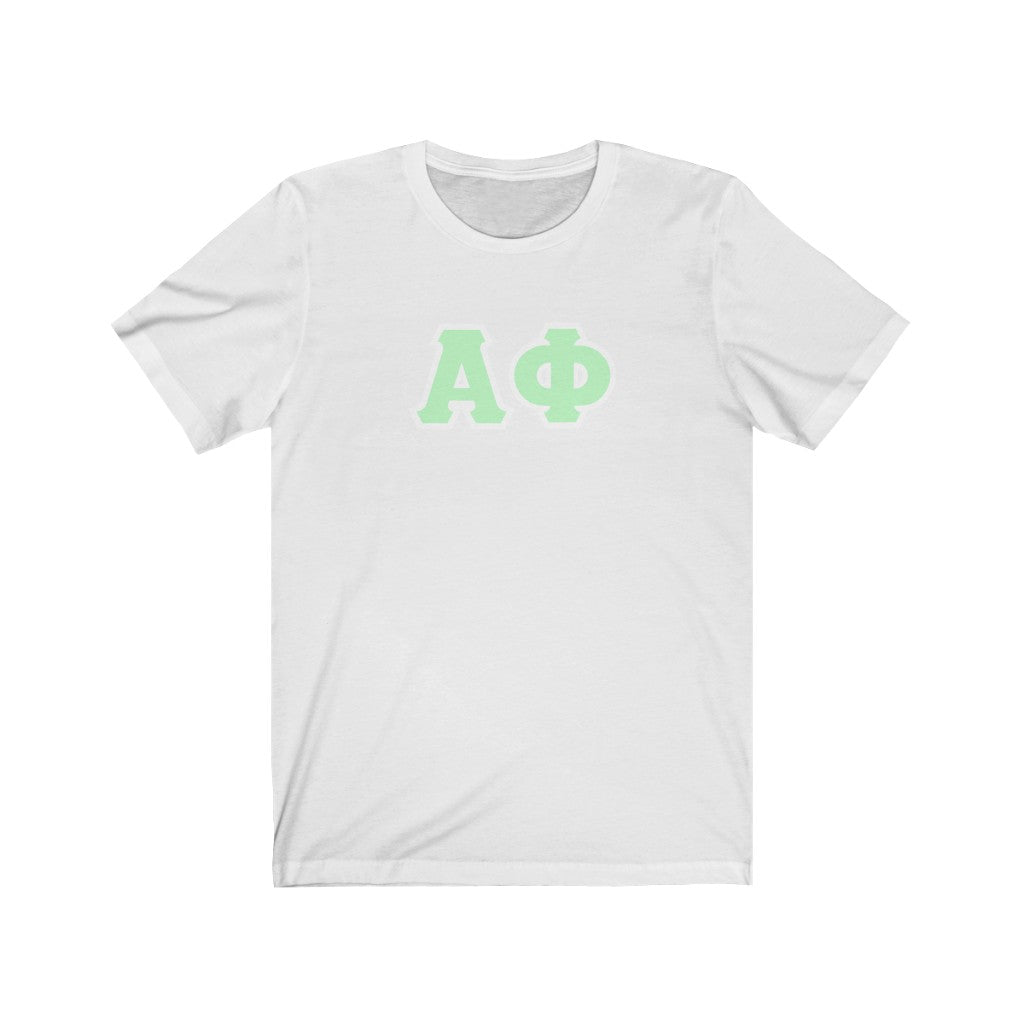 Alpha Phi Printed Letters | Mint with White Border T-Shirt