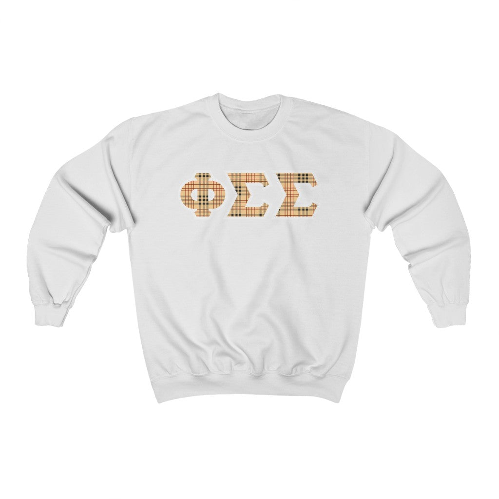 Phi Sigma Sigma Printed Letters | Nova Plaid Crewneck