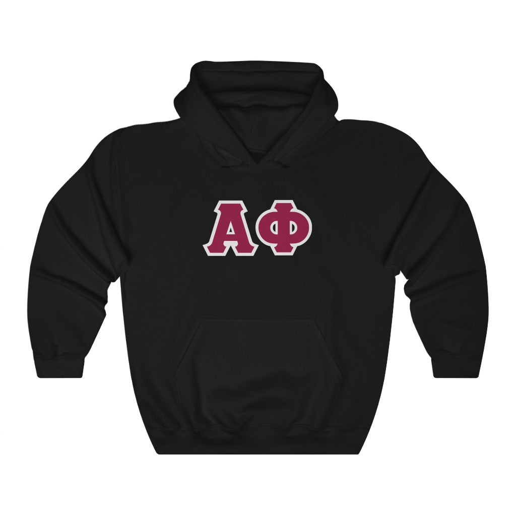 Alpha Phi Printed Letters | Maroon & Gray Border Hoodie