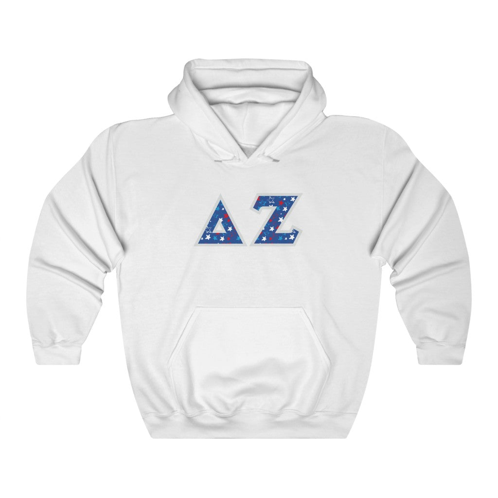 Delta Zeta Printed Letters | USA Stars Hoodie