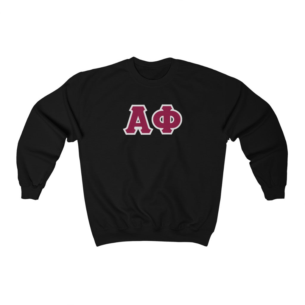 Alpha Phi Printed Letters | Maroon & Grey Border Crewneck