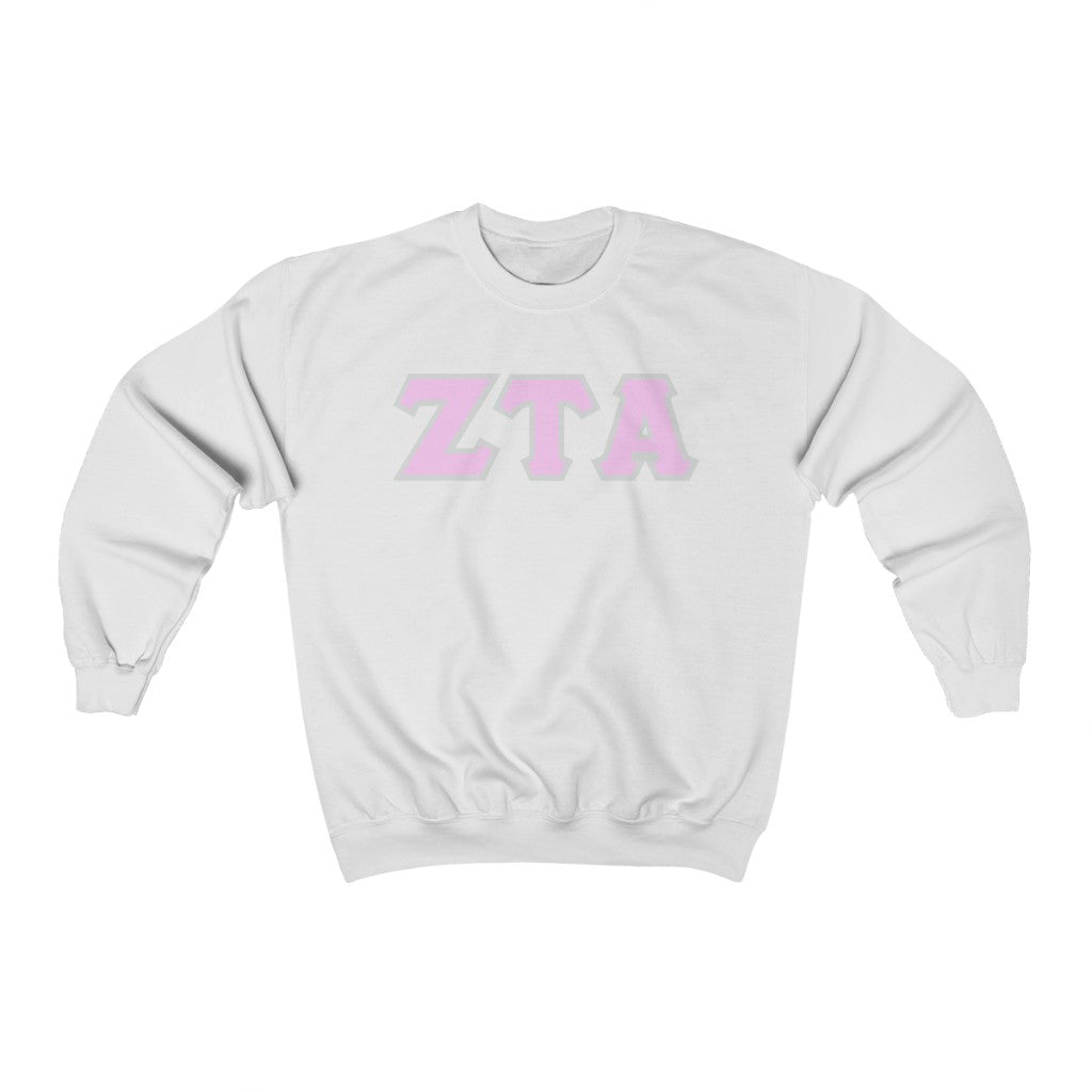 ZTA Printed Letters | Light Pink with Grey Border Crewneck
