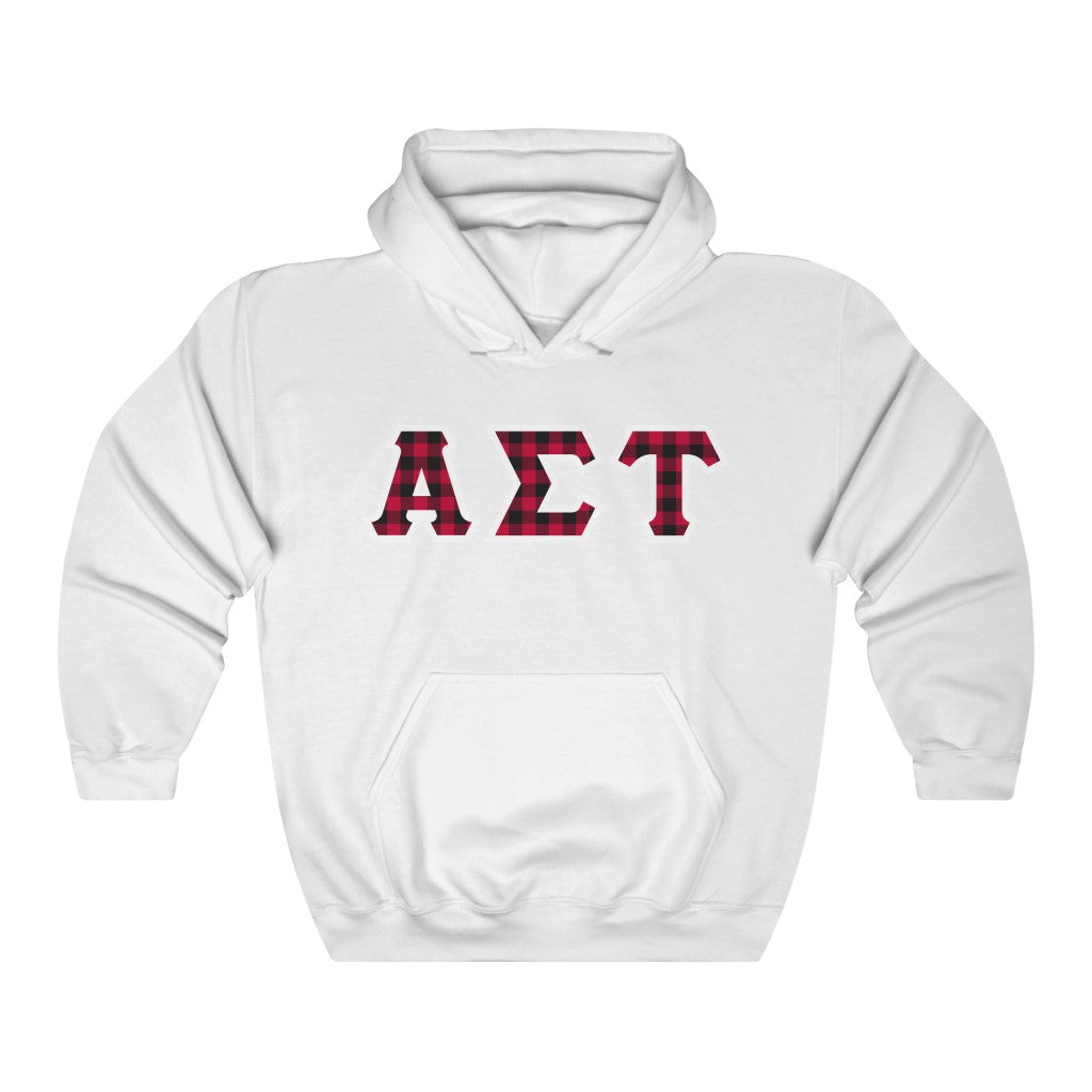 Alpha Sigma Tau Printed Letters | Buffalo Plaid Hoodie