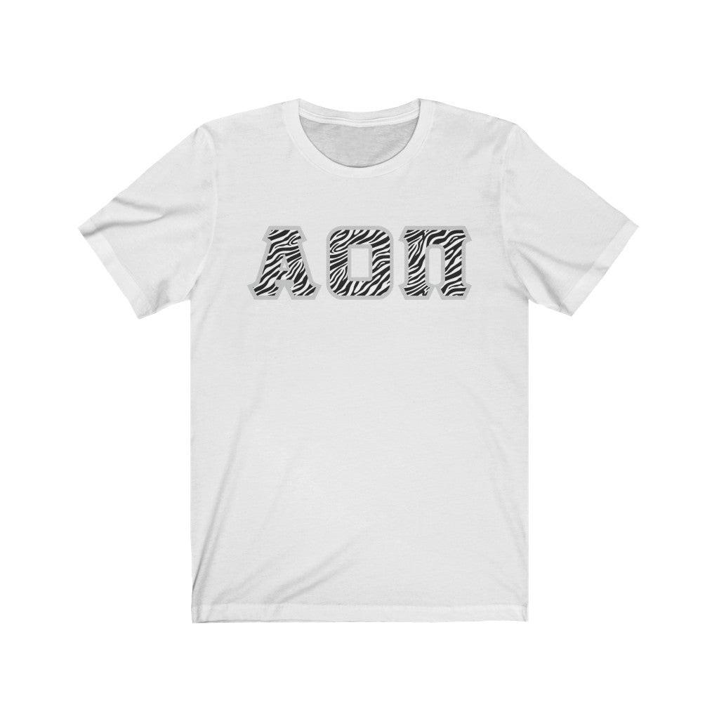 Alpha Omicron Pi Printed Letters | Zebra Print T-Shirt