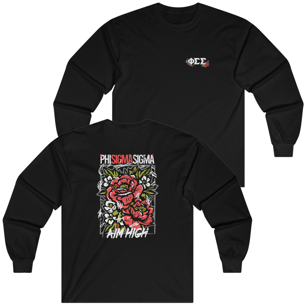 Phi Sigma Sigma Graphic Long Sleeve | Grunge Roses