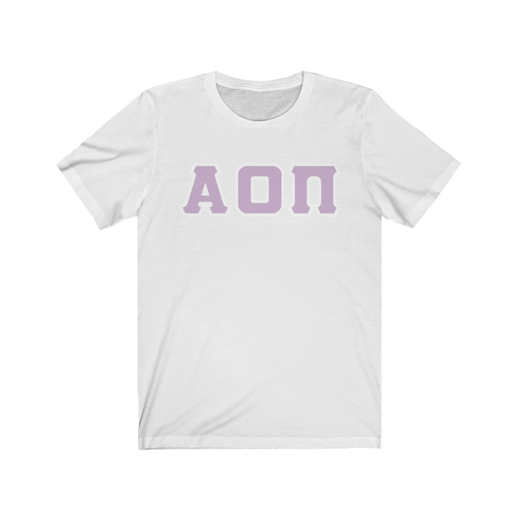 Alpha Omicron Pi Printed Letters | Lavender with White Border T-Shirt