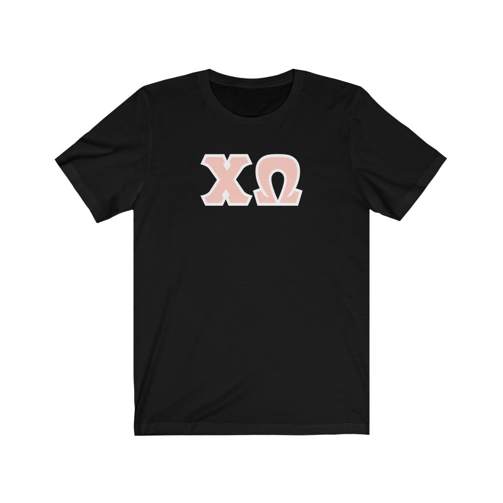 Chi Omega Printed Letters | Peach & White Border T-Shirt