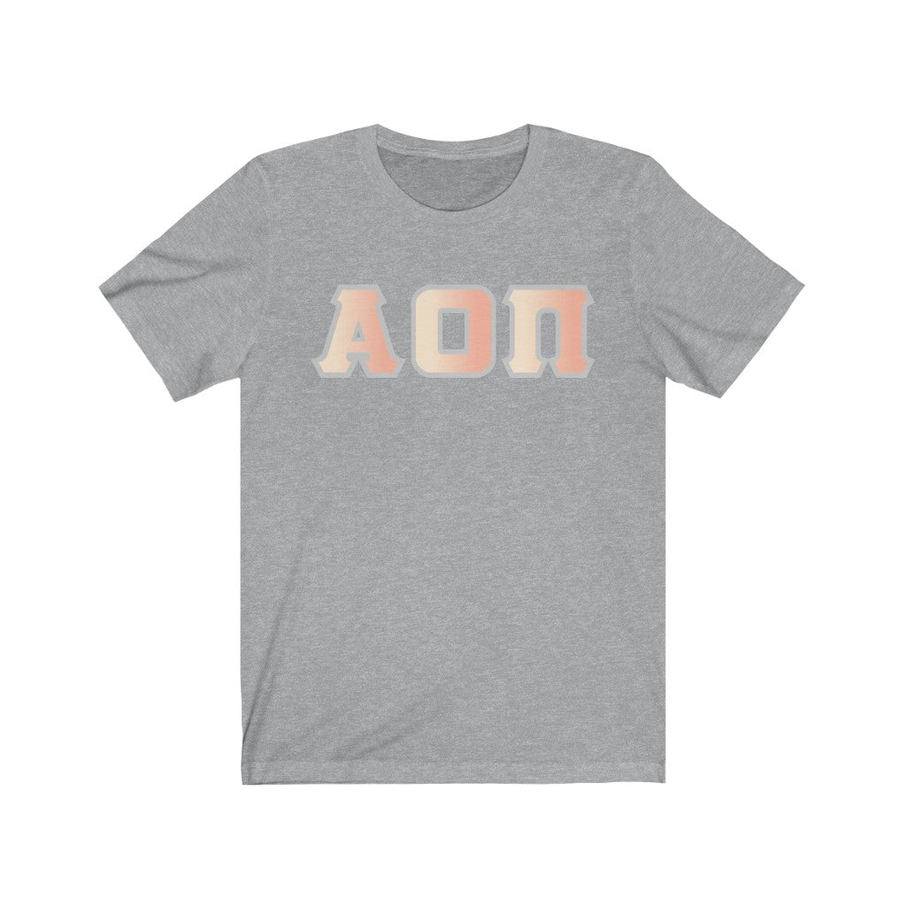 Alpha Omicron Pi Printed Letters | Peach Sunrise T-Shirt