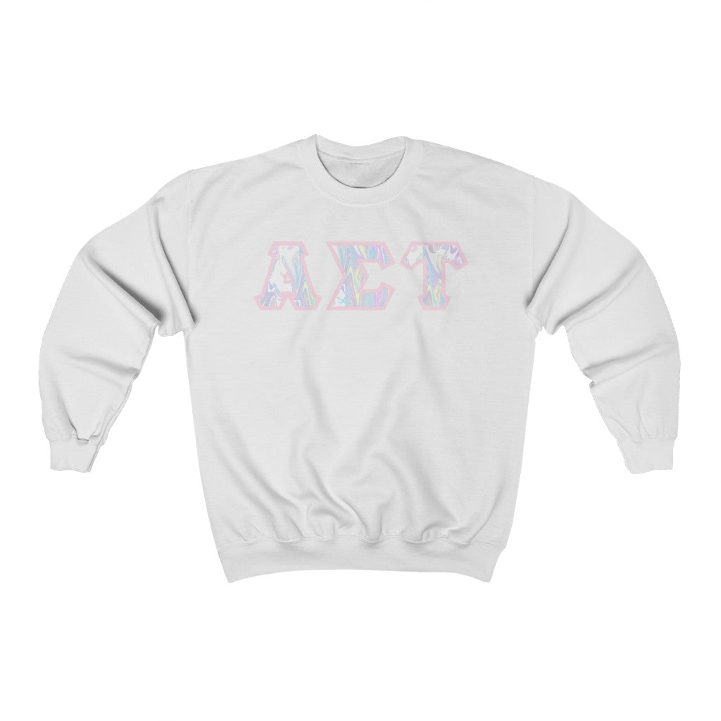 Alpha Sigma Tau Printed Letters | Pastel Tie-Dye Crewnecks