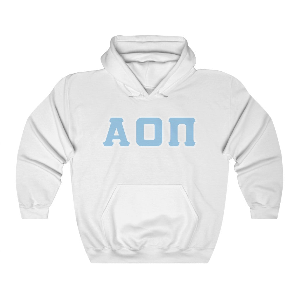 Alpha Omicron Pi Printed Letters | Light Blue & White Border Hoodie
