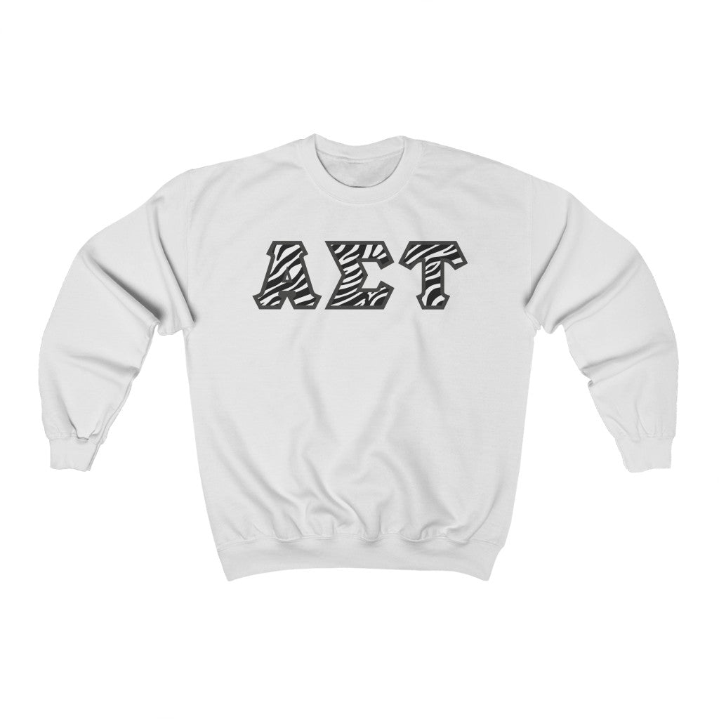 Alpha Sigma Tau Printed Letters | Zebra Print Crewnecks