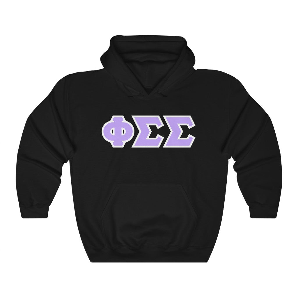 Phi Sigma Sigma Printed Letters | Violet with White Border Hoodie