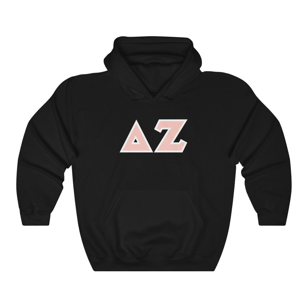 Delta Zeta Printed Letters | Peach & White Border Hoodie