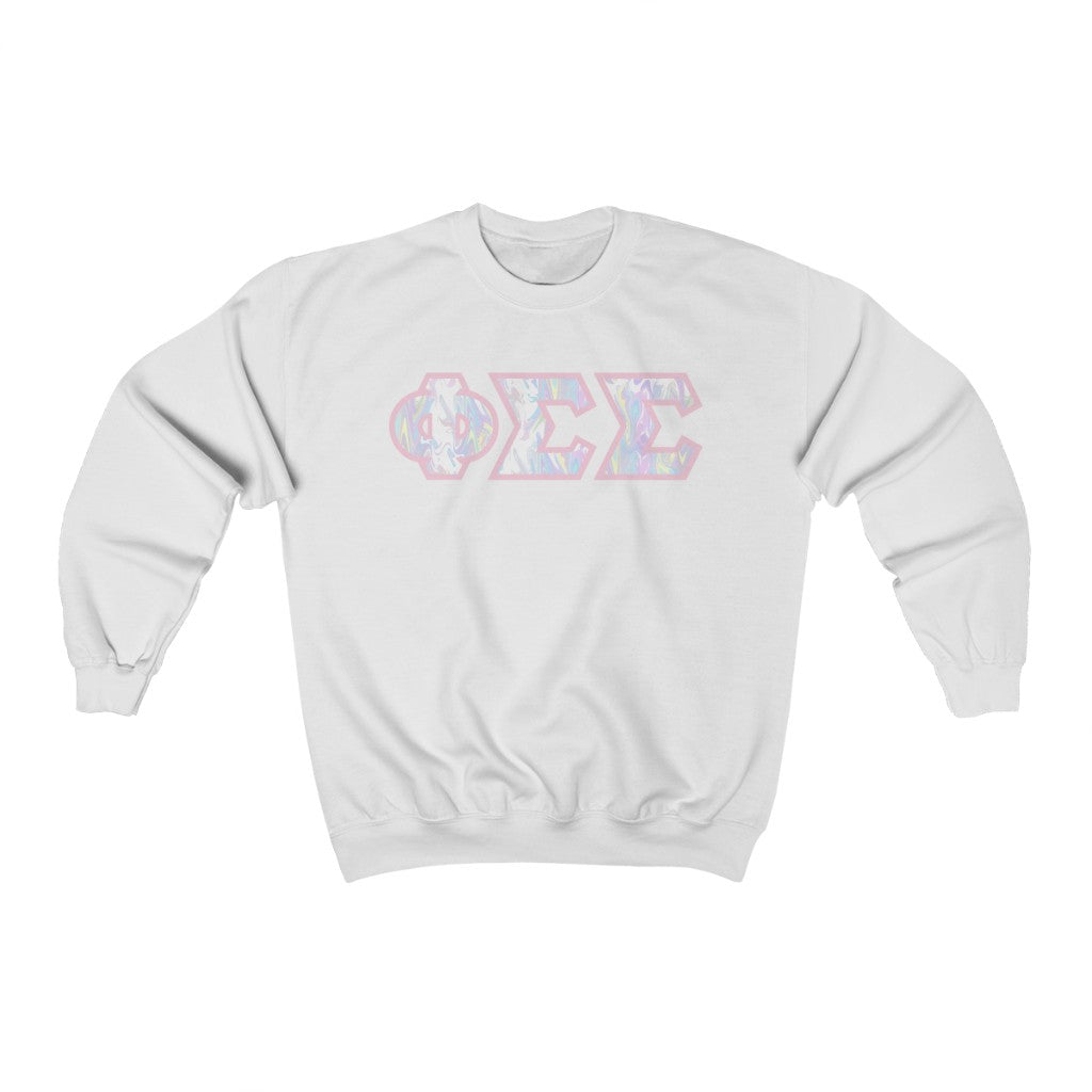 Phi Sigma Sigma Printed Letters | Pastel Tie-Dye Crewneck