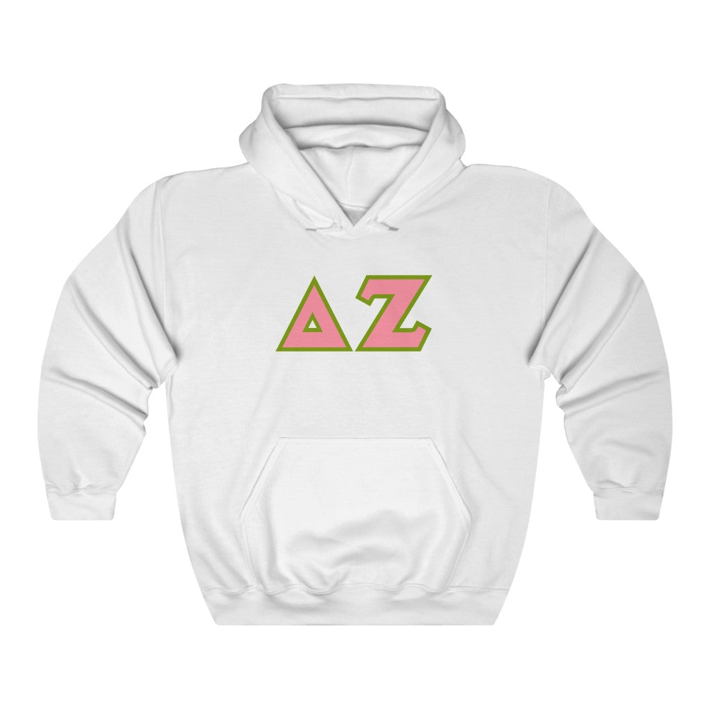 Delta Zeta Printed Letters | Pink & Green Border Hoodie
