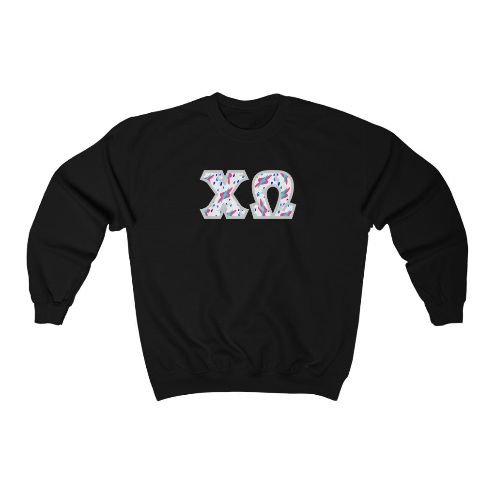 Chi Omega Printed Letters | Bayside White Crewneck